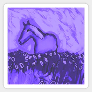 Horse in a field purple Sticker